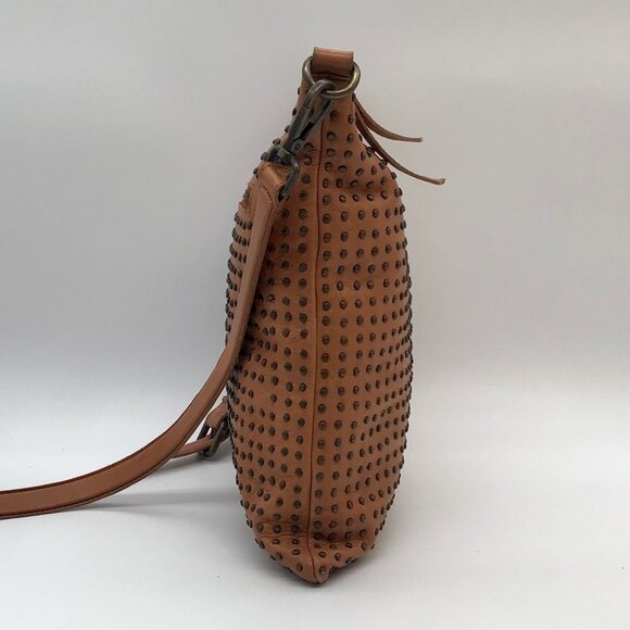 Platania Tan Leather Studded Crossbody Bag - Picture 4 of 11